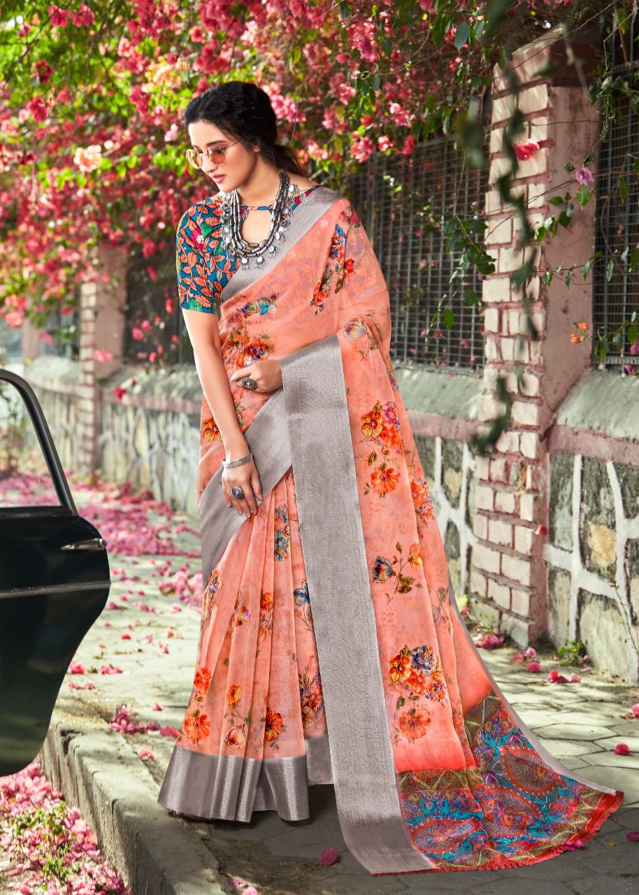 Sc White Lion Designer Printed Wholesale Party Wear Sarees
